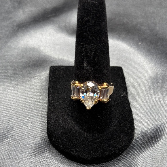 Gold and Silver Women's Ring with Sparkling Accents - Picture 1 of 5